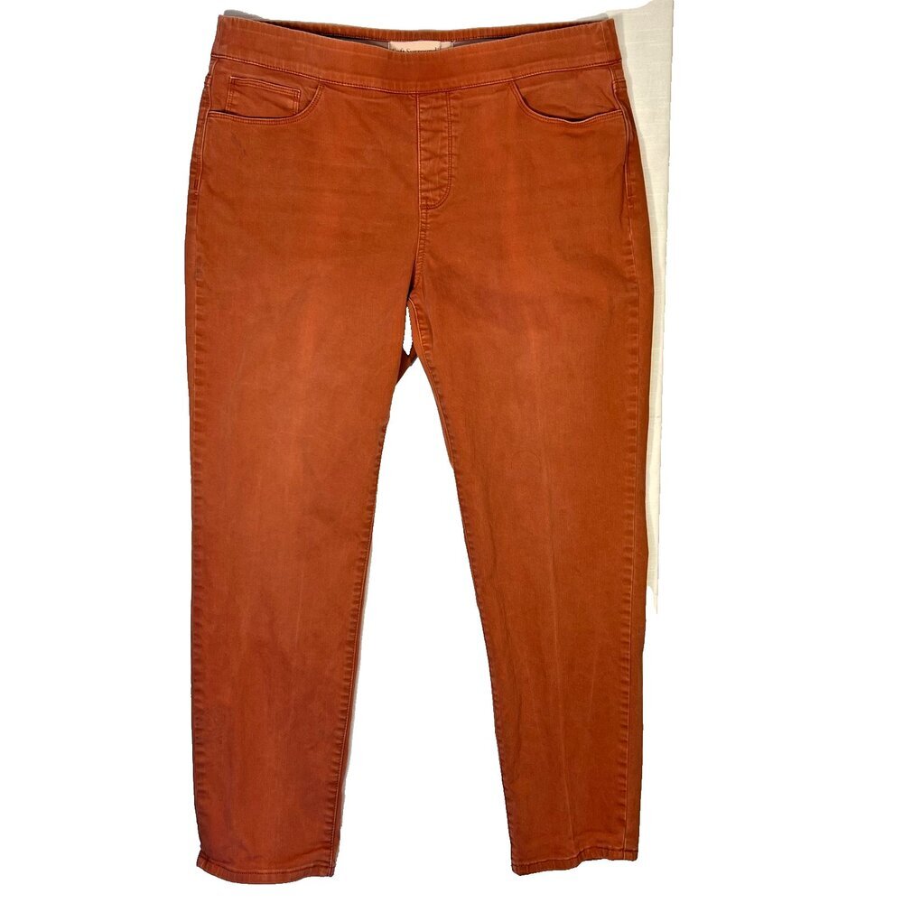 Soft Surroundings Bootcut Jeans Womens Size L Rust Brown Pull on 5-Pocket